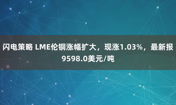 闪电策略 LME伦铜涨幅扩大，现涨1.03%，最新报9598.0美元/吨